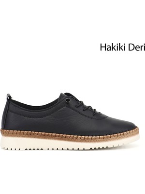 Gönderi(r) Kadın Siyah  Bağcıklı Hakiki Deri Comfort Ayakkabı