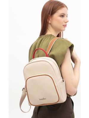 United Colors Of Benetton Kadın Sırt Çantası Bej-Camel-Kırmızı BNT1807