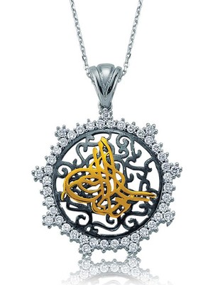 Uravas Store 925 Ayar Gümüş Taşlı Tuğra Kadın Gümüş Kolye PT2610251 (1177)