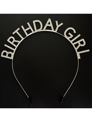 MiraLive Gümüş Kristal Taşlı Birthday Girl Doğum Günü Tacı Ithal Ürün A Kalite 17X16 cm (K95)