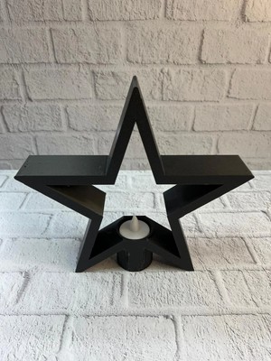 Uravas Store Siyah Yıldız Şeklinde Mumluk Loş Işık Dekor Aksesuarı