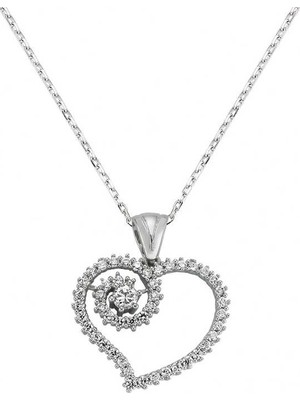 Uravas Store 925 Ayar Gümüş Kalpli Kadın Gümüş Kolye PND47138041 (1177)