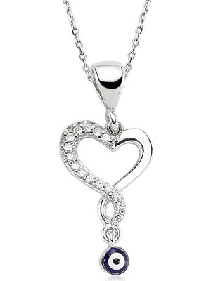 Uravas Store 925 Ayar Gümüş Nazarlı Kadın Gümüş Kolye PT0460024 (1177)