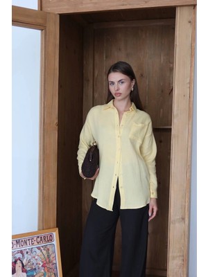 Uravas Store Tek Cepli Müslin Gömlek Sarı