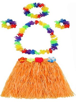 Uravas Store Yetişkin Çuk Uyumlu Luau Ha Hawaii Tcu Etek Renkli Kolye Taç 2 Adet Bileklik Seti