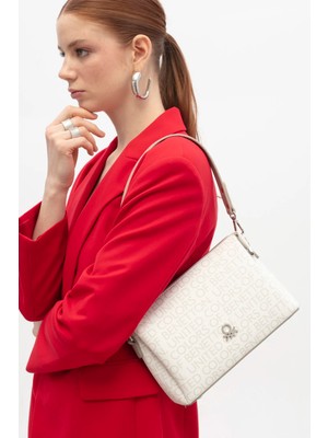 United Colors Of Benetton Kadın Çapraz Çanta Beyaz-Taş BNT1773