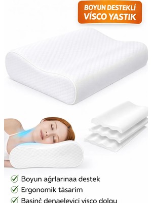 Arnee Ortopedik Boyun Yastığı Visco | Boyun Düzleşmesi ve Ağrısı İçin Ergonomik Yastık
