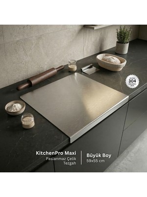 Metal Hayaller KitchenPro Maxi Paslanmaz Çelik Tezgah (Büyük Boy - 59x55 Cm)