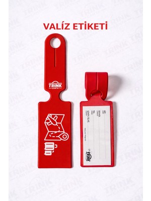 Trink Çanta Valiz Etiketi ve Bavul Etiketi  1 Adet Tek Ebat KIRMIZI