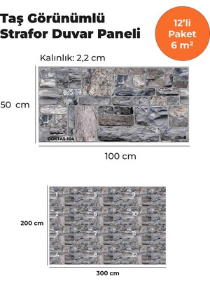 KnB Duvar Paneli ve Söve Dökmetaş Görünümlü  Strafor Duvar Paneli (12'li Paket)