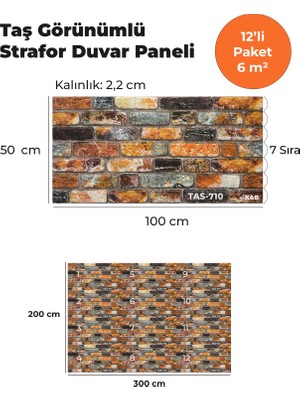 KnB Duvar Paneli ve Söve Taş Görünümlü Strafor Duvar Paneli (12'li Paket)