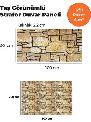 KnB Duvar Paneli ve Söve Buztaş Görünümlü  Strafor Duvar Paneli (12'li Paket)