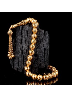 İskender Tesbih Yuvarlak Kesim Telkari Altın Tesbih