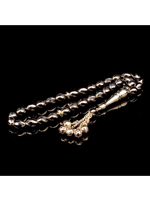 İskender Tesbih Siyah Mineli Altın Tesbih