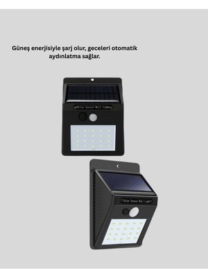 BSH Gülbay Mobilya Solar Enerjili 20 LED Hareket Sensörlü Duvar Lambası