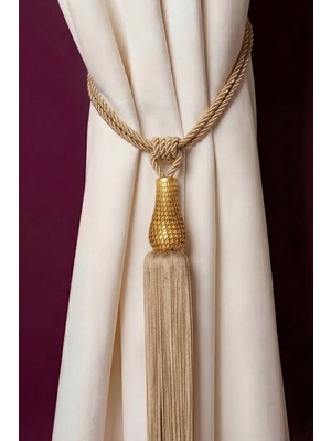 Mefaks Tekstil Mefaks Kafes Lale Model Perde Bağı Braçol Tek Adet Barok Sarkıtlı Vizon