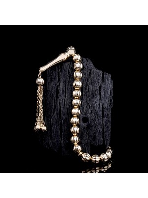 İskender Tesbih Karpuz Dilim Desenli Altın Tesbih