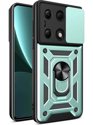 BSH Gülbay Mobilya Newface Xiaomi Poco M6 Pro 4g Kılıf Pars Lens Yüzüklü Silikon - Yeşil