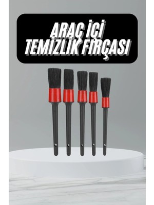 BSH Gülbay Mobilya 5 Adet Oto Detaylı Temizleyici Araç Içi Temizlik Fırça Seti Koltuk Döşeme Kapı Toz Alma Fırçası