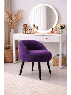 Eda Hacıoğlu Edam Bedding Group Mor Tedyy Kumaş Berjer Makyaj Masası Pufu