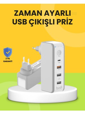 BSH Gülbay Mobilya Hızlı Şarj Destekli Zaman Ayarlı USB Şarj Adaptörü