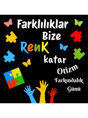 Ti Play Otizm Farkındalık Günü Okul Panosu Figür Seti | Hazır Kesim Sınıf Süsü