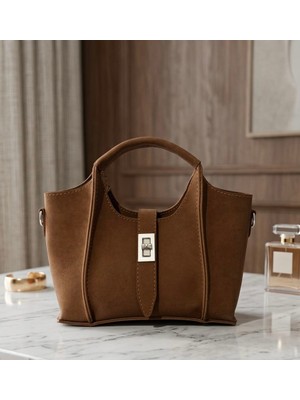 Han Kadın Taba Mini El ve Omuz Çantası – Şık Tokalı Günlük & Klasik Kullanım