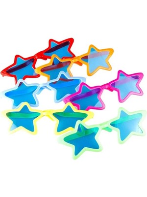 Uravas Store Büyük Yıldız Parti Gözlüğü Karışık Renk 12 Adet