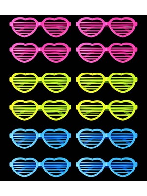 Uravas Store Neon Fosforlu Panjur Gözlük - 12 Adet