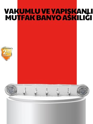 Uravas Store Vakumlu Yapışkanlı Mutfak Banyo Askılığı 5 Bölmeli Pratik Düzenleyici