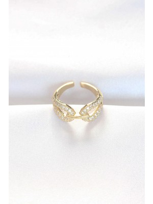 Uravas Store Zirkon Taşlı Gold Renk Ayarlanabilir Yüzük