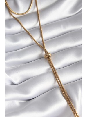 Uravas Store Çelik Gold Renk Tüp Zincir Asansör Model Kadın Kolye
