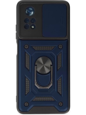 BSH Gülbay Mobilya Newface Xiaomi Poco X4 Pro 5g Kılıf Pars Lens Yüzüklü Silikon - Lacivert