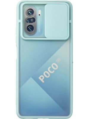 BSH Gülbay Mobilya Newface Xiaomi Poco F3 Kılıf Palm Buzlu Kamera Sürgülü Silikon - Turkuaz