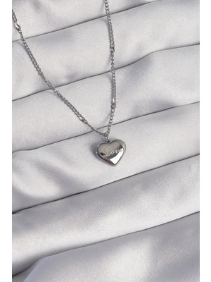 Uravas Store Çelik Gümüş Renk Model Love Kolye