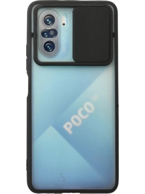 BSH Gülbay Mobilya Newface Xiaomi Poco F3 Kılıf Palm Buzlu Kamera Sürgülü Silikon - Siyah