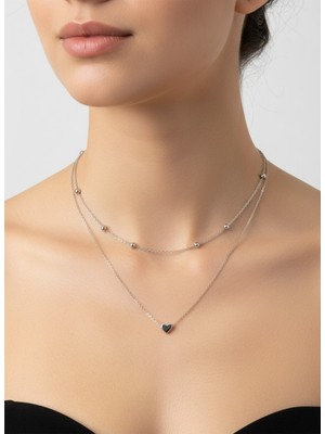 Atalya Accessory Kalpli Çift Katlı Çelik Kadın Kolye