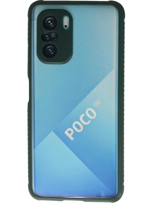 BSH Gülbay Mobilya Newface Xiaomi Poco F3 Kılıf Miami Şeffaf Silikon - Koyu Yeşil