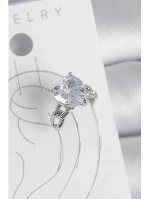 Uravas Store Pirinç Gümüş Renk Zirkon Taşlı Model Kadın Kıkırdak Küpe