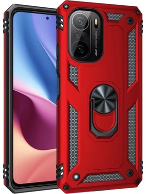 BSH Gülbay Mobilya Newface Xiaomi Poco F3 Kılıf Sofya Yüzüklü Silikon Kapak - Kırmızı