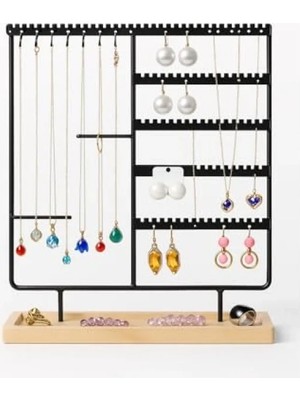 Esranın Dünyası Takı Organizeri, Metal Stand ve Ahşap Taban, 35X30X9.5 cm
