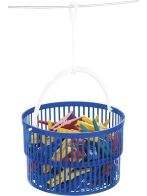 Esranın Dünyası 30 Mandallı Mavi Çamaşır Mandalı Sepeti