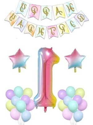 Esranın Dünyası Gökkuşağı Temalı Doğum Günü Parti Kutlama Seti