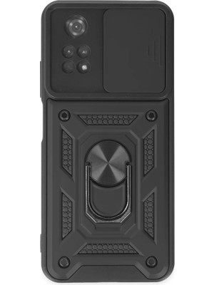 BSH Gülbay Mobilya Newface Xiaomi Poco M4 Pro 4g Kılıf Pars Lens Yüzüklü Silikon - Siyah