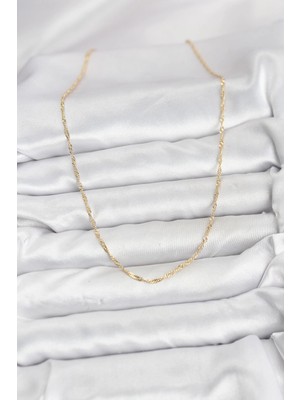 Uravas Store cm 14K Gold Renk Pirinç Ezme Burgu Model Kadın Kolye