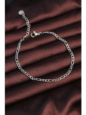 Uravas Store Çelik Gümüş Renk Kuş Gözü Erkek Zincir Bileklik