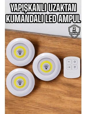 Terrien Mutfak Dolap Altı Işığı Uzaktan Kumandalı Yapışkanlı Kablosuz Pilli