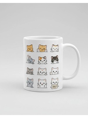 Weiler Riger Duvarın Arkasındaki Kediler Illüstrasyon Tasarım Kedi Sever Kupası KD-008