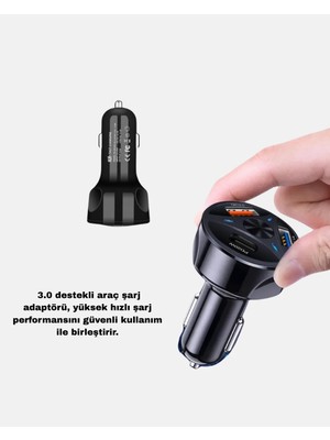 Terrien 360° Döner Telefon Tutucu ve 55W Hızlı Araç Şarj Aksesuar Seti