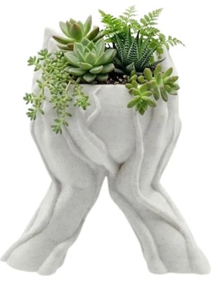 Terrien Sanatsal El Figürlü 3D Baskı Dekoratif Saksı Vazo Ev Ofis Dekoru